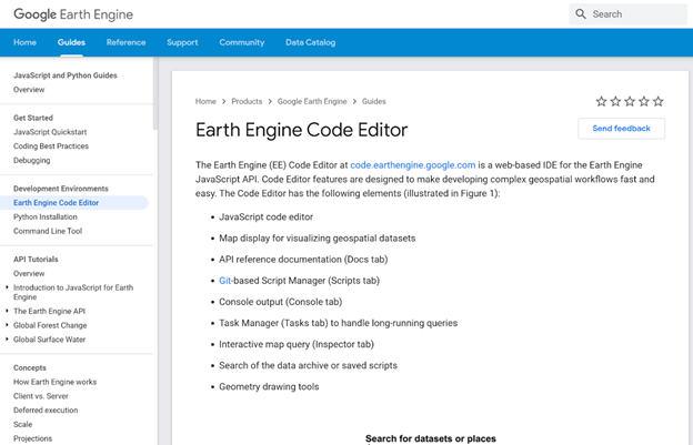 Earth engine code editor