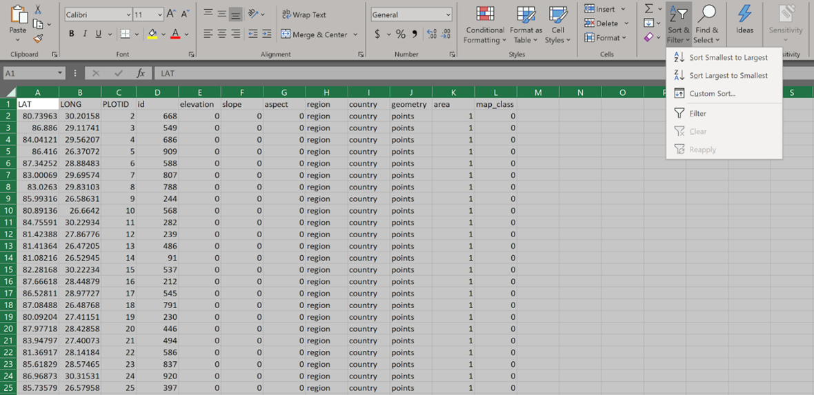 Using the Sort and Filter features in Excel.