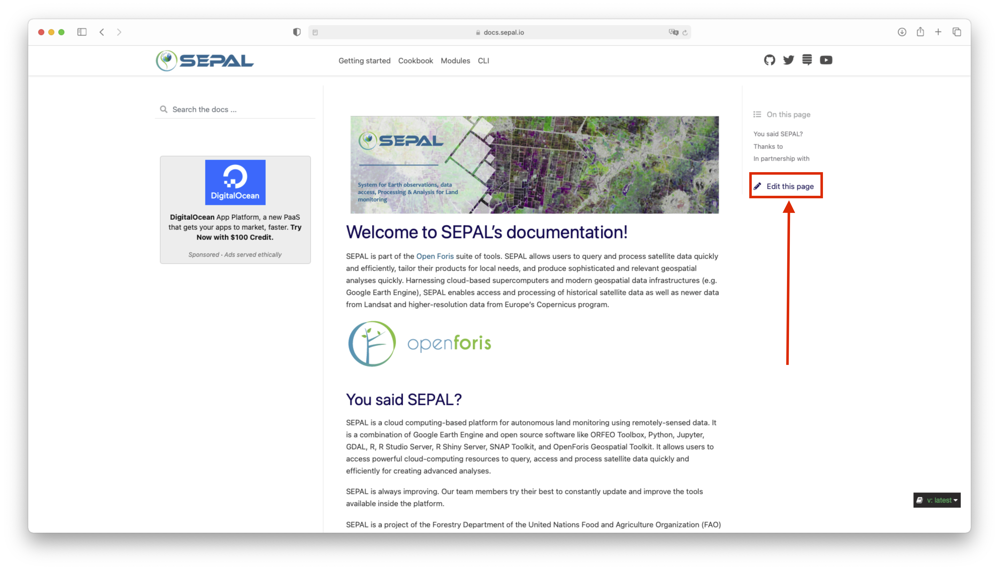 Edit page button